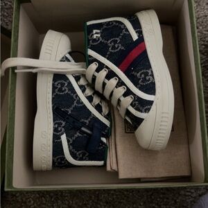 Kids Designer High-Top Sneakers - Blue and White